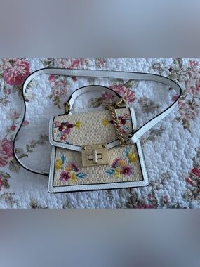 ALDO White Floral Embroidered Crossbody Bag
